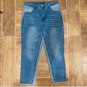 High-Waisted Two-Tone Blue Jeans - Size 8